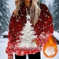 thumbnail image 2 of Fuzzy Hoodies Women Christmas Sweatshirts Oversized Soft Warm Flannel Fleece Hooded Sweaters Long Sleeve Tops (L, Red #A), 2 of 5