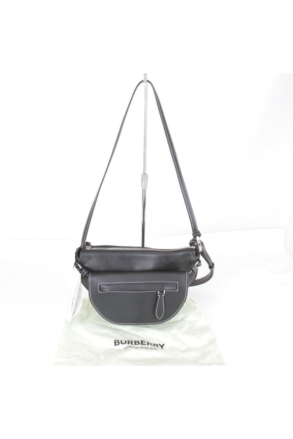 Pre-Owned BURBERRY Olympia Card Shoulder Bag Leather Black/Blue Women's (Good)