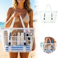 thumbnail image 4 of Mesh Beach Bag with Zipper,Large Beach Tote Bags for Women,Pool Swim Bag, Travel Tote Bags,Beach Vacation Essentials,White, 4 of 5