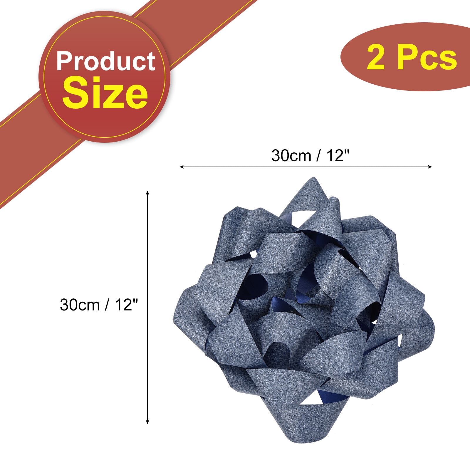 Uxcell 12 Inch Large Gift Bow Glitter Christmas Bows Light Blue for Gift Wrapping 2Pcs