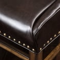 thumbnail image 3 of Dining Chair - Stylish Leather Seat, Mesmerizing Stud Design, Solid Rubberwood Construction, 27.23 In. W, Brown Upholstered With Appealing , Strong Base, Graceful , 32.17 Lb.,, 3 of 3