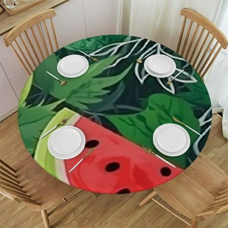 

SHERONV Watermelon Joy Leaf Round Table Cover Stain Resistant Washable for Indoor Outdoor Kitchen Dining Wedding Parties 100% Polyester Fabric Picnic Farmhouse Waterproof Resistant Fabric 38 -42
