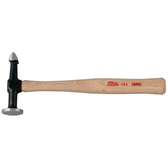 Martin 168HC High Crown Cross Peen Finishing Body Hammer, Wood Handle, 12"