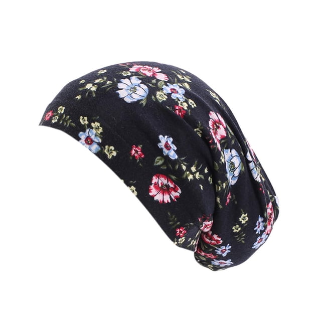Sombrero de Quimioterapia para La Pérdida de Cabello con Turbante de de Doble Capa - Negro, talla inconfundible Salvador Turbante de algodón para envolver la cabeza