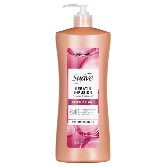 Suave Keratin Infusion Conditioner For Color Treated Hair, 48HR Frizz Control, 28 FL OZ
