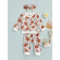thumbnail image 3 of Bagilaanoe 3Pcs Newborn Baby Girl Long Pants Set Flower Print Long Sleeve Sweatshirt Pullover Tops+ Trousers + Headband 6M 12M 18M 24M 3T Casual Sweatsuit, 3 of 8