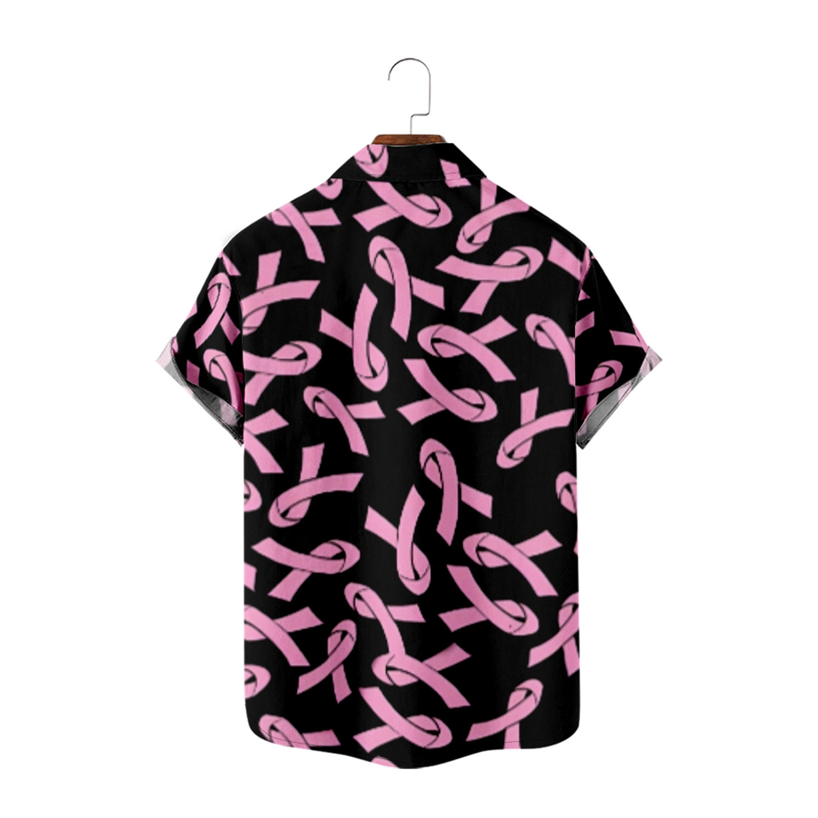 REORIAFEE Breast Cancer Awareness Shirts for Men Pink Ribbon T-Shirt Cancer  Support Ribbon T-Shirt Gifts for Cancer Survivor Ribbon Shirt Plus Size  Short Sleeve Lapel Button down Shirt Black6 XXXL 