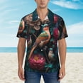 thumbnail image 2 of Susaid Colorful Rose Bird Print Short Sleeve Shirts Button Down Casual Shirts Summer Beach Aloha Button Down Short Sleeve for Men ,Large, 2 of 7