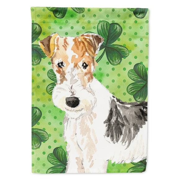 Carolines Treasures CK1781CHF Shamrocks Fox Terrier Flag Canvas House Size  Large multicolor