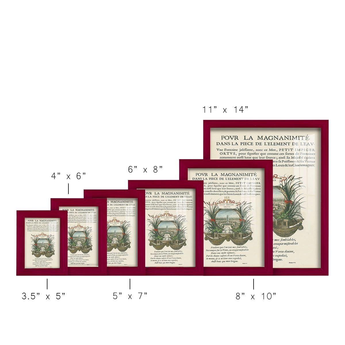 Printed Embellished Bookplate II - Framed Print w/glass - Cherry Red