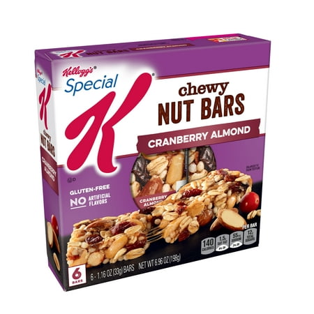 (3 Pack) Kellogg's Special K Nourish Cranberry Almond Chewy Nut Bars 6.96 Oz 6