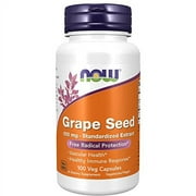 NOW Supplements, Grape Seed 100 mg - Standardized Extract, Highly Concentrated Extract with a Minimum of 90% Polyphenols, with Vitamin C, 100 Veg Capsules