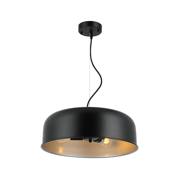 CHLOE Ironclad Contemporary 3 Light Black and Silver Ceiling Pendant 16" Wide