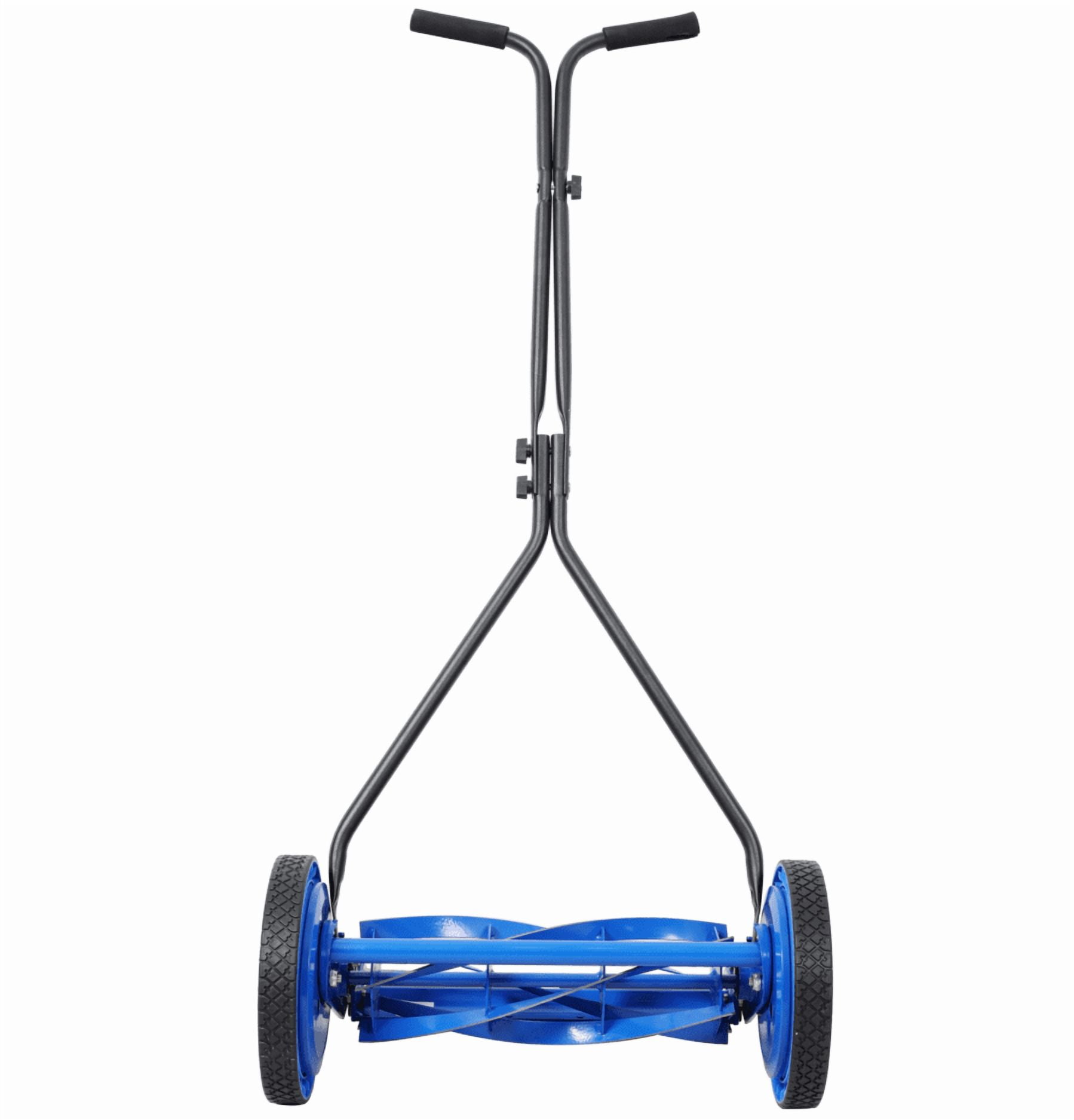 16in Blue Push Reel Lawn Mower Manual Grass Cutter