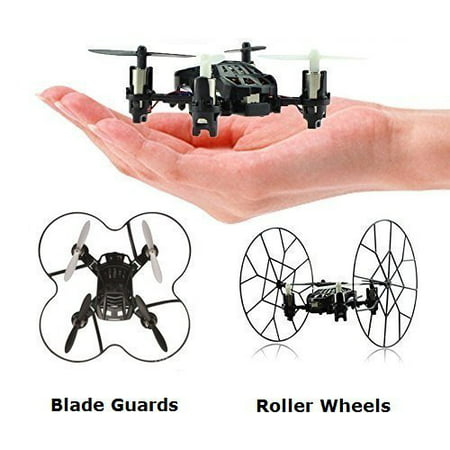 Top Race 4-Channel Micro Mini-Drone Rolling Quadcopter with Wheels, Fly, Roll, and Flip,