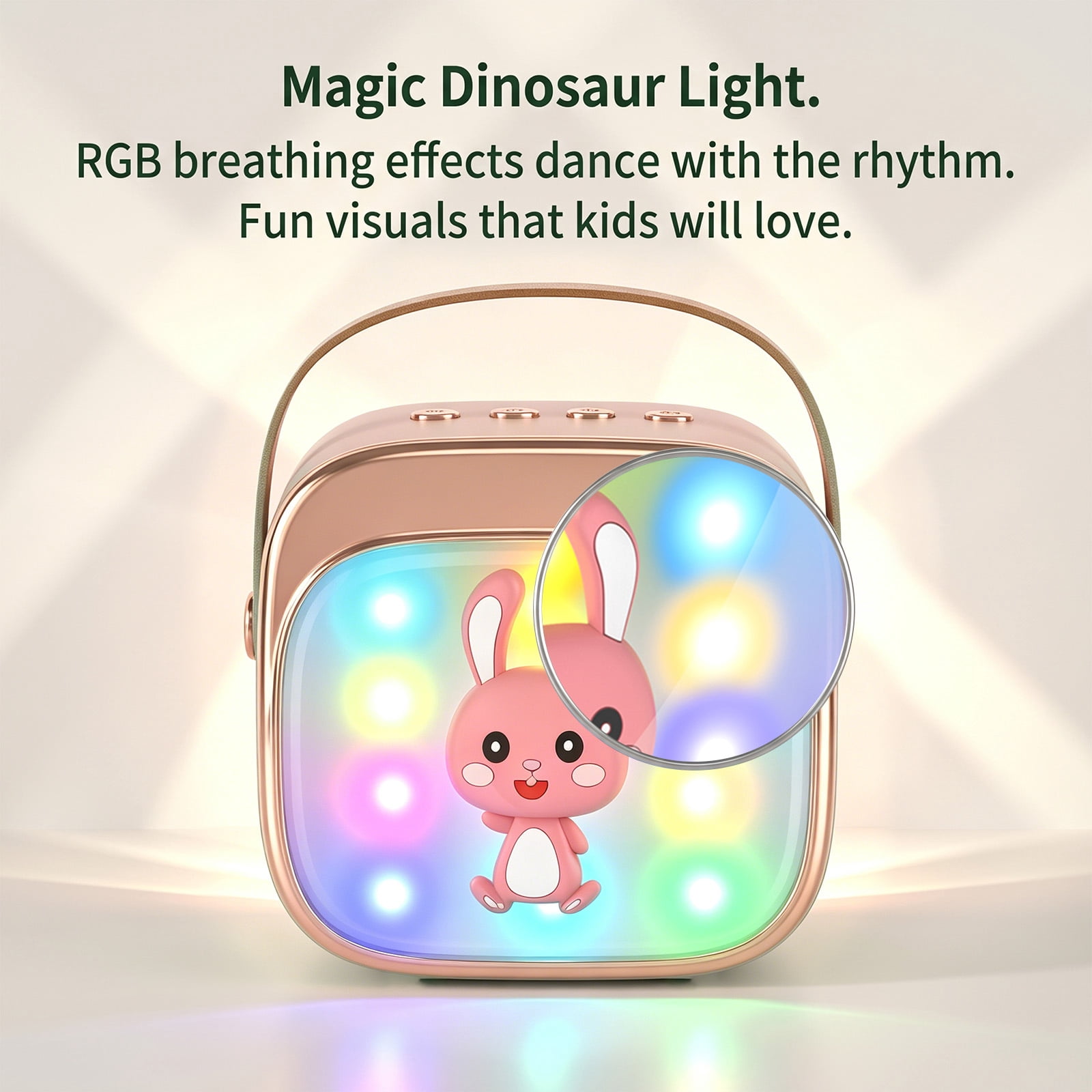 Rirool Kids Karaoke Machine with 2 Wireless Microphones, Bluetooth Karaoke Speaker with LED Lights, Voice Changer & Portable Party Toy for Boys & Girls, Pink