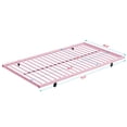 thumbnail image 3 of Harper & Bright Designs Twin Size Metal Bunk Bed with Trundle, Twin Over Twin Metal Bed Frame with Ladder and Guardrail for Bedroom , Pink, 3 of 9