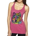 thumbnail image 1 of Colorful Majestic Neon Atric Wolf | Dean Russo Art Animal Lover Tri-Blend Racerback Sleeveless Top, Vintage Pink, L, 1 of 5