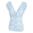 thumbnail image 3 of AXXD V-neck Cap Sleeve Solid Lace Tops for Women Sky Blue 4, 3 of 4