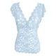 thumbnail image 4 of ICHUANYI Clearance Women's Sexy Slim Solid Lace V-Neck Sleeveless Top(Sky Blue, L) ICHUANYI WER2023081510025, 4 of 4