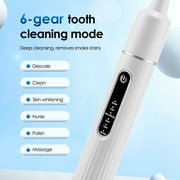 Electric Toothbrush with Tartar Remover Scraper, Teethbrush Cleaning Tool, Teeth Cleaning Kit 2 in 1 with 6 Cleaning Modes, 10min Auto Off, IPX6 Waterproof, 500mAh Battery for Adult, White
