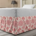 thumbnail image 1 of Flowers Bed Skirt, Gardening Plants Theme Dahlias Flowers and Leaves Illustration Romantic Design Print, Elastic Bedskirt Dust Ruffle Wrap Around for Bedding Decor, 4 Sizes, Pink, by Ambesonne, 1 of 2