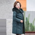 thumbnail image 5 of Homenesgenics Jackets for Women Plus Size in Clearance Women's Winter Plus Size Mid-Length Slim Padded Jacket Mother's Coat Green XL, 5 of 9