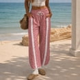 thumbnail image 5 of Women'S Printed Wide Leg Athletic Pants Elastic High Waist With Drawstring Loose Fit Striped Side Casual Joggers With Pockets, 5 of 6
