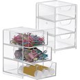 thumbnail image 1 of Paquete de 2 organizadores de almacenamiento de acrílico con cajones, organizador de computadora transparente de 3 capas para suministros de oficina, mini caja de almacenamiento, 1 of 4