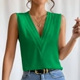 thumbnail image 1 of MKLEKYY Playeras Mujer Camiseta Sin Mangas De Verano Para Mujer, Con Escote En V Multinivel Y Color Liso Talla L, 1 of 3