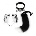 thumbnail image 1 of Diadema con Orejas de Felpa y Cola de Animales Yuyangstore Orejas de Gato y Larga Blanco Negro, 1 of 8