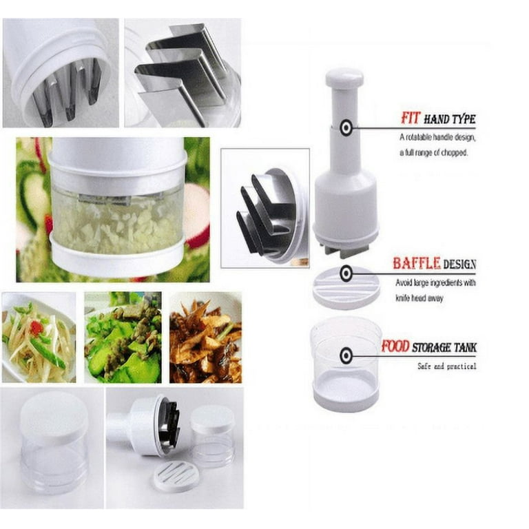 Food Chopper - One Piece Salad Vegetable Chopper and Slicer Dicer - Manual  Mini Hand Chopper Onion Garlic Mincer with Cover for Vegetables - Stainless  Steel Cutter Blade 