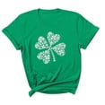 thumbnail image 1 of Besolor T-Shirts de la Saint-Patrick pour Femmes, Imprimé Trèfle, Manches Courtes, Col Rond Décontracté, Été, Graphiques, 1 of 7