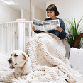 thumbnail image 3 of Comtest Chunky Knit Throw Blanket Chenille, Beige, 71"x80"(Queen Size), 3 of 6