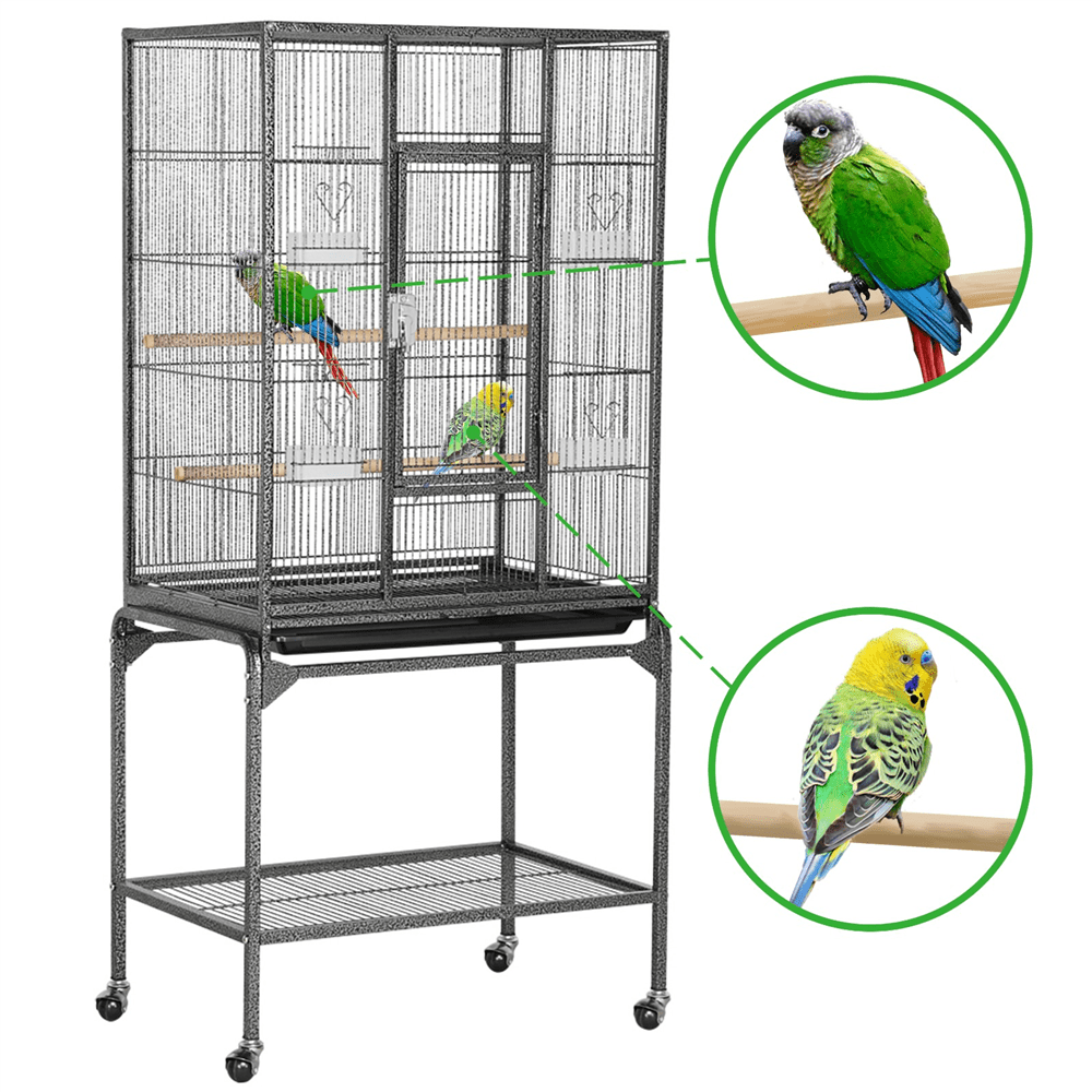SmileMart 54" Detachable Rolling Large Bird Cage Parrot Cage with Stand