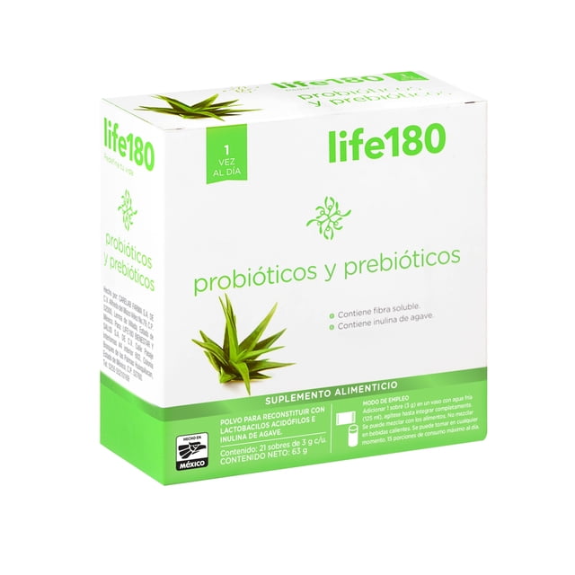Probióticos y Prebióticos en polvo life180 21 sobres de 3 g c/u