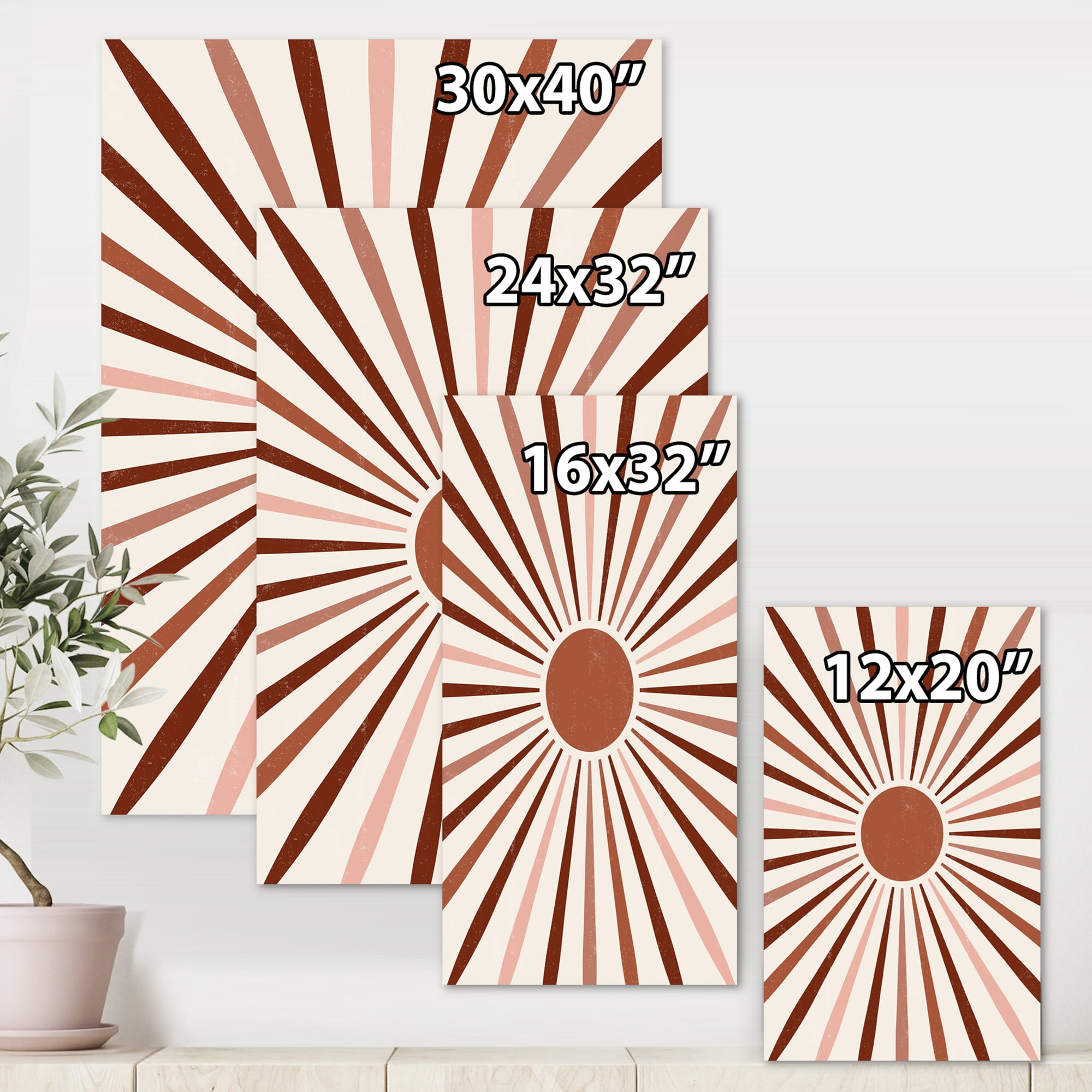 Designart ' Radiant Geometric Sun ' Modern Canvas Wall Art Print