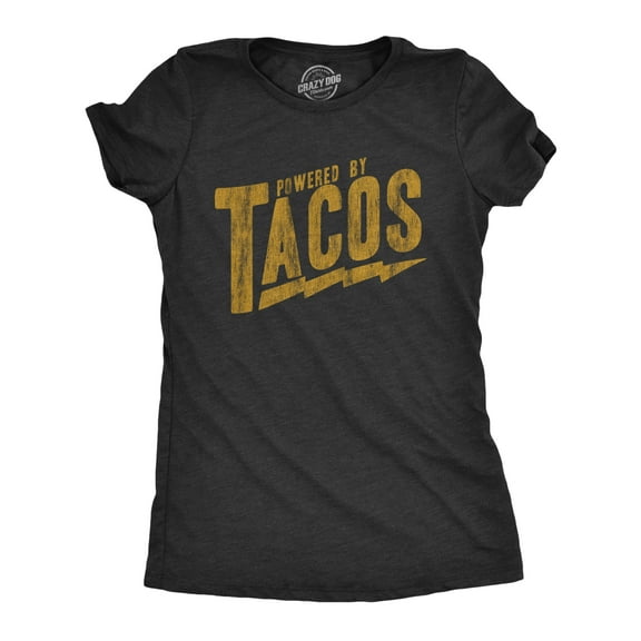 Womens Powered By Tacos T Shirt Funny Sarcastic Vintage Retro Graphic Tee for Girls Womens Graphic Tees