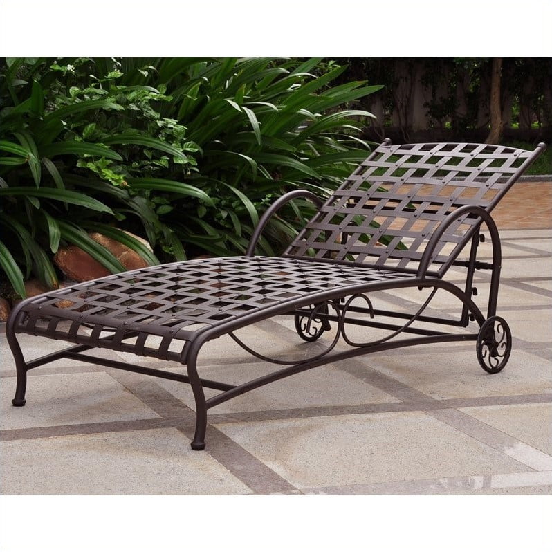 Pemberly Row Iron Patio Chaise Lounge in Matte Brown Pemberly Row Iron Patio Chaise Lounge in Matte Brown