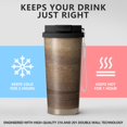 thumbnail image 2 of 18oz Travel Coffee Mug, 316 Stainless Steel Vacuum Insulated Tumbler with 2-in-1 Straw Lid & Strap, Wood Print, 2 of 6