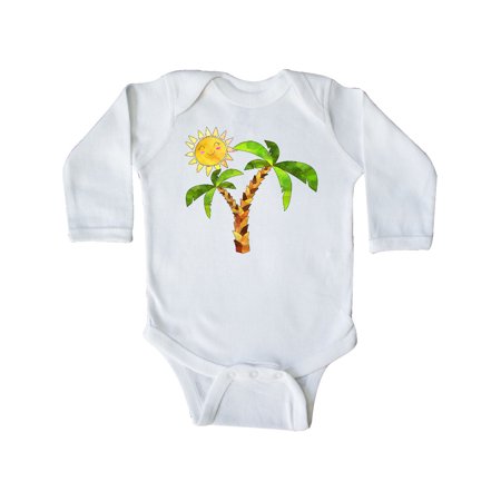 

Inktastic Palm Trees with Cute Smiling Sun Gift Baby Boy or Baby Girl Long Sleeve Bodysuit