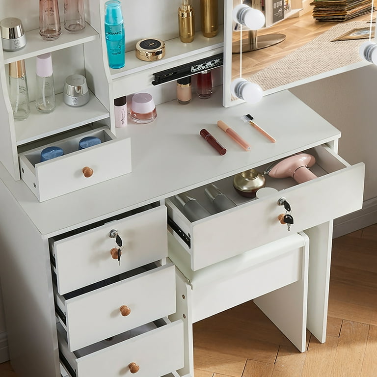 Vanity Stool Gold Legs Caulitar Makeup Vanity Desk With Mirror And