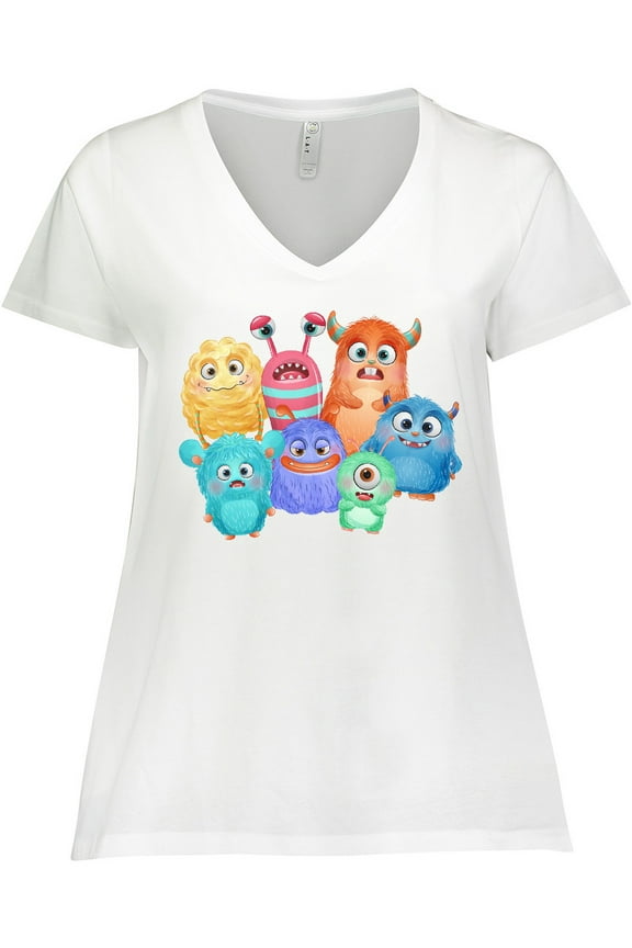 Halloween Monsters Women's Plus Size V-Neck T-Shirt