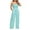 Blue, variant on Women's Elegant Ruffle Lace Sleeveless Jumpsuit with Front Tie Detail and Medium Straight Leg Trousers