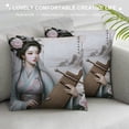 thumbnail image 3 of Orinice Decorative Velvet Pillow Cover Beauty Girl Double Sides Asian Lady Royal Court Chinese Style Pillowcases  White, 3 of 5