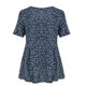 thumbnail image 4 of Blusas para Mujeres Casual, Impresión Floral Sólida de Gran Tamaño, Cuello de Manga Corta Blusa Superior, 4 of 8