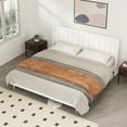 thumbnail image 3 of Zanmintaobo Upholstered Platform Bed Frame with Tufted Wingback, King Size, Cream, 3 of 3