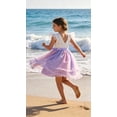 thumbnail image 3 of Toddler Girls Summer Double layered Tutu Dress Tulle Dresses Fluffy Sundress with Sequined Mesh & Bowknot Belt Party Princess Outfit for 4-5 T Kids, Purple, 3 of 14