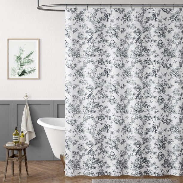 Cortina de Ducha impermeable vintage con diseño floral jinchan 180x180 cm