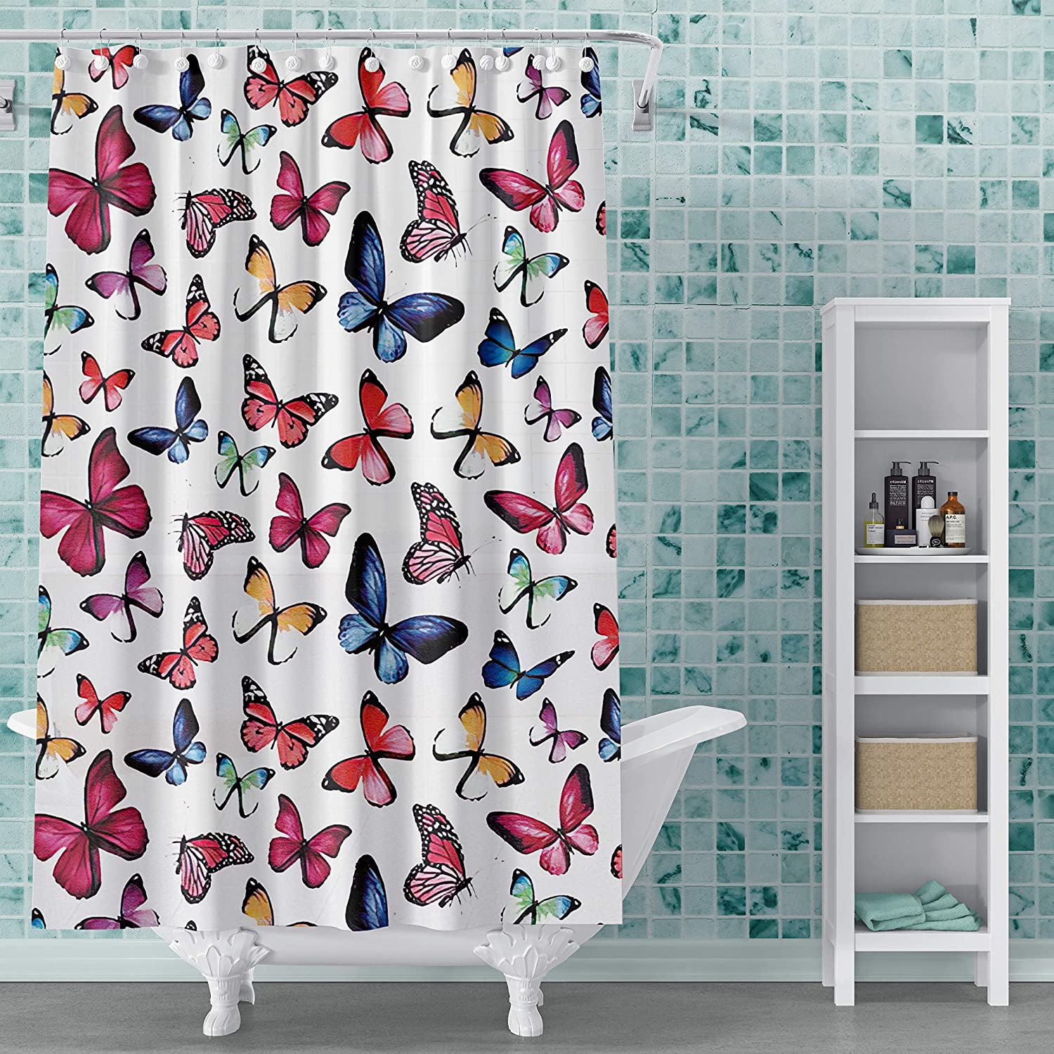 Kashi Home Yara PEVA Shower Curtain Beautiful Printed Design 72"x72